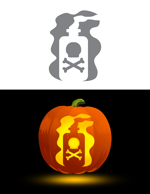 Printable Skull and Crossbones Potion Pumpkin Stencil