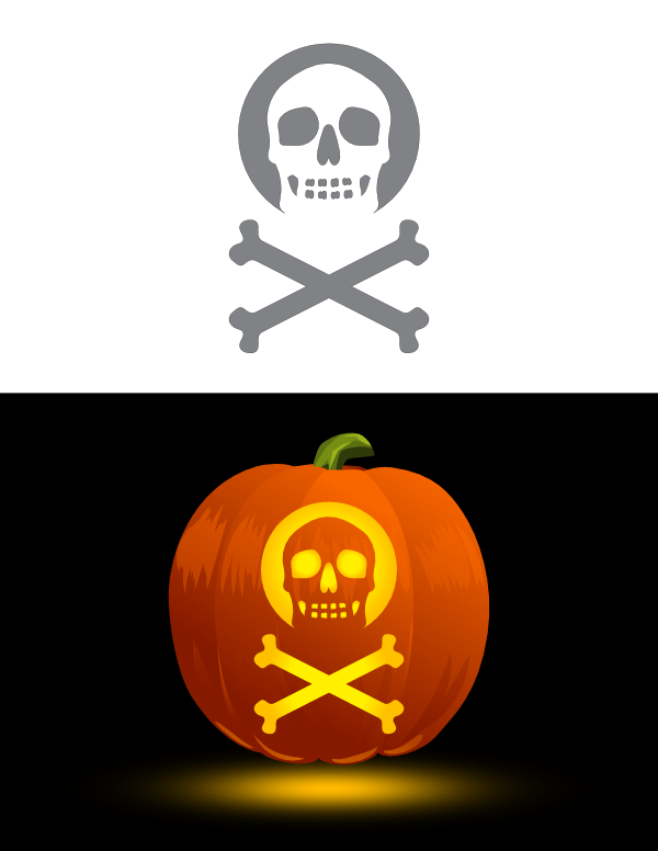 Printable Skull and Crossbones Pumpkin Stencil