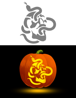 Skull and Snake Pumpkin Stencil