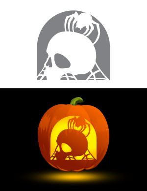 Skull and Spider Pumpkin Stencil