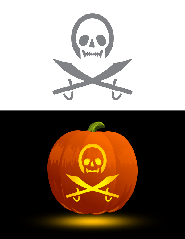 Printable Skull and Swords Pumpkin Stencil