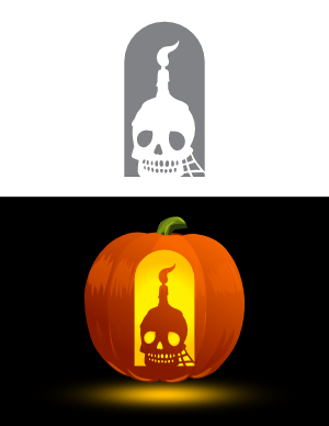 Skull Candle Pumpkin Stencil
