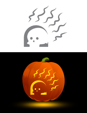 Skull on Fire Pumpkin Stencil