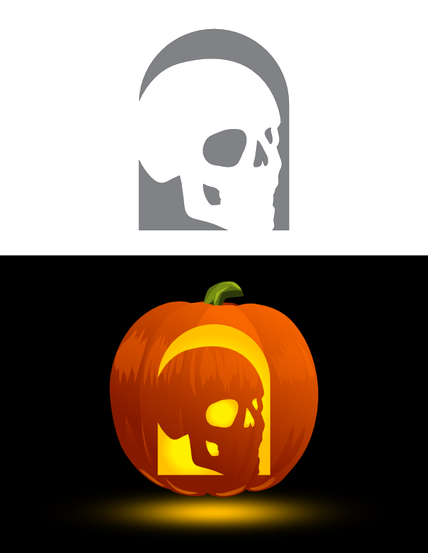 Printable Skull Pumpkin Stencil