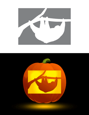 Sloth Hanging From Branch Pumpkin Stencil