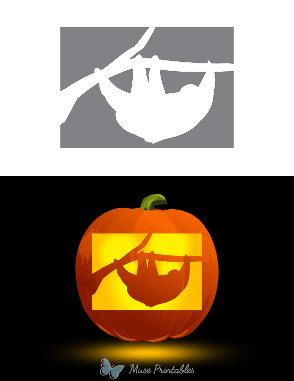 Sloth Hanging From Branch Pumpkin Stencil