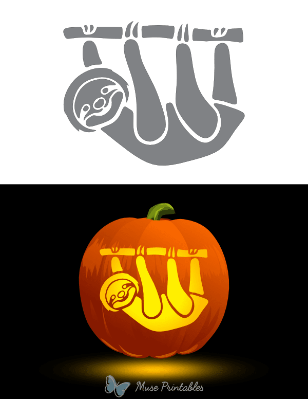 Printable Sloth Pumpkin Stencil