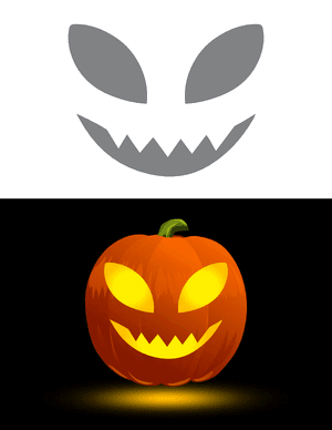 Smiling Alien Face Pumpkin Stencil
