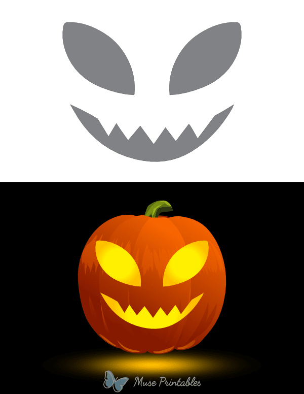Smiling Alien Face Pumpkin Stencil