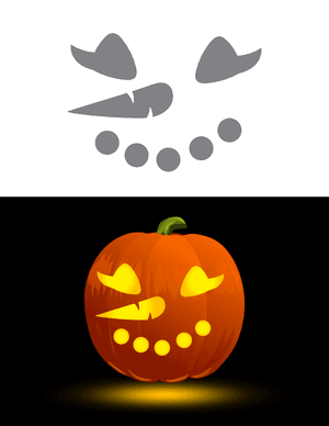 Smiling Female Snowman Face Pumpkin Stencil