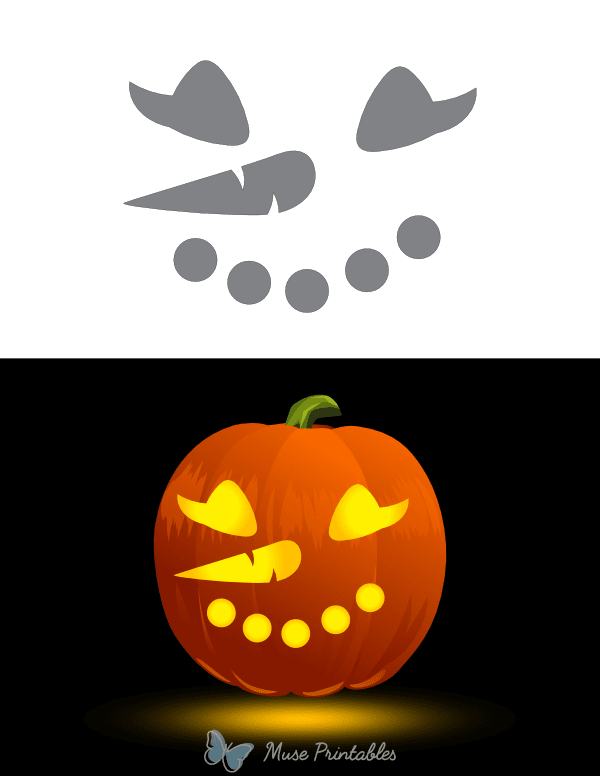 Smiling Female Snowman Face Pumpkin Stencil