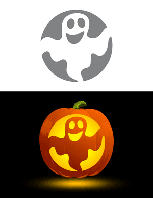 Smiling Ghost Pumpkin Stencil