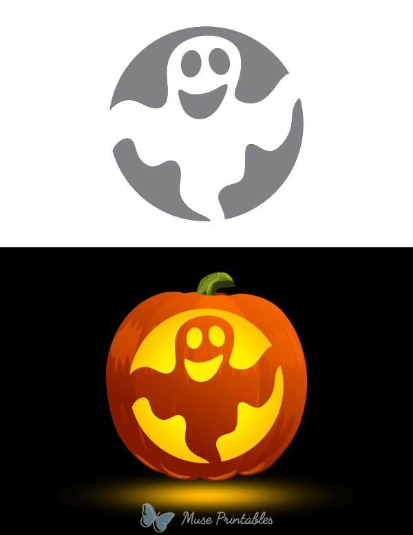 Printable Smiling Ghost Pumpkin Stencil