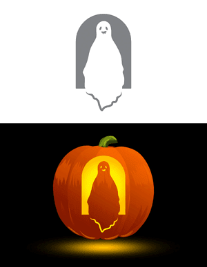 Smiling Ghost With Teeth Pumpkin Stencil