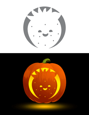 Smiling Kawaii Strawberry Pumpkin Stencil