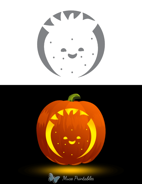 Smiling Kawaii Strawberry Pumpkin Stencil