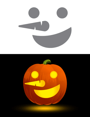 Smiling Snowman Face Pumpkin Stencil