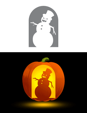 Smiling Snowman With Pumpkin Head Pumpkin Stencil