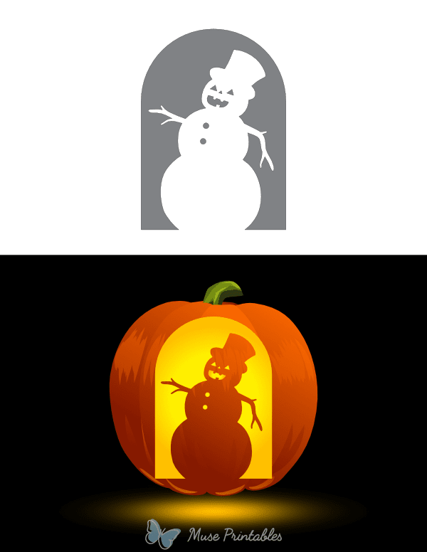 Smiling Snowman With Pumpkin Head Pumpkin Stencil