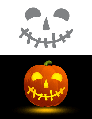 Smiling Stitched Face Pumpkin Stencil