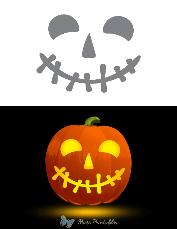 Smiling Stitched Face Pumpkin Stencil