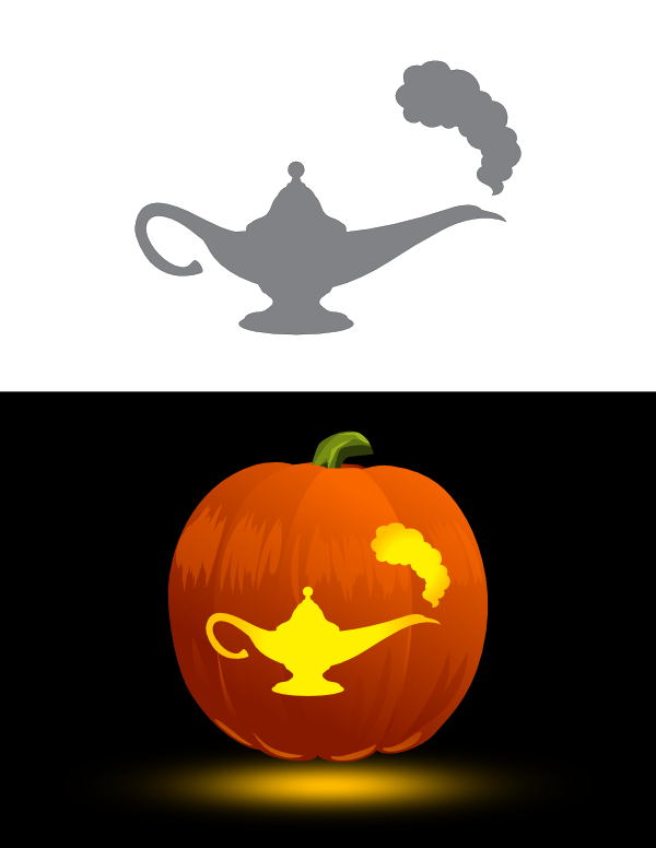 Printable Smoking Genie Lamp Pumpkin Stencil