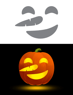 Snowman Face With Carrot Nose Pumpkin Stencil