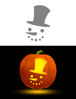 Snowman Face With Top Hat Pumpkin Stencil