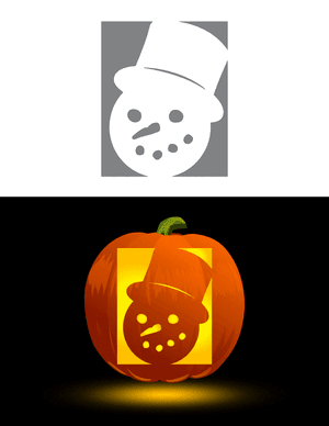 Snowman Head in Top Hat Pumpkin Stencil