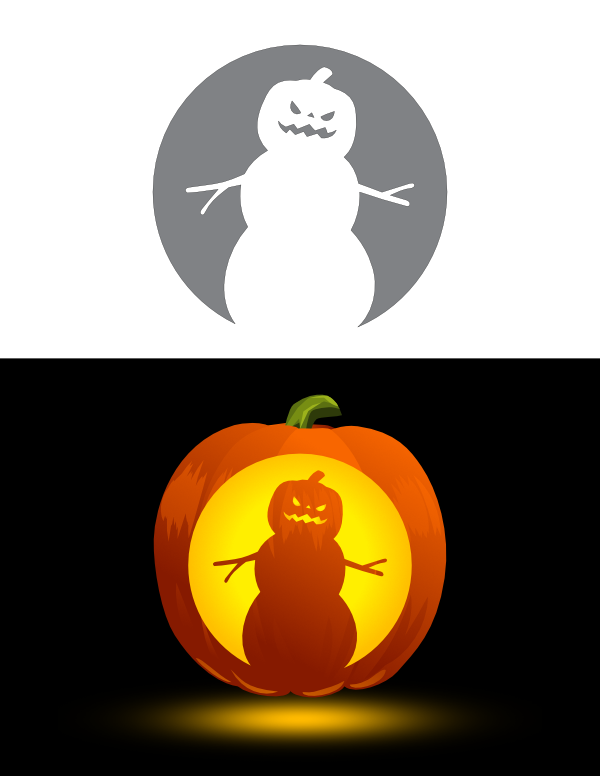 Printable Snowman With Pumpkin Head Pumpkin Stencil