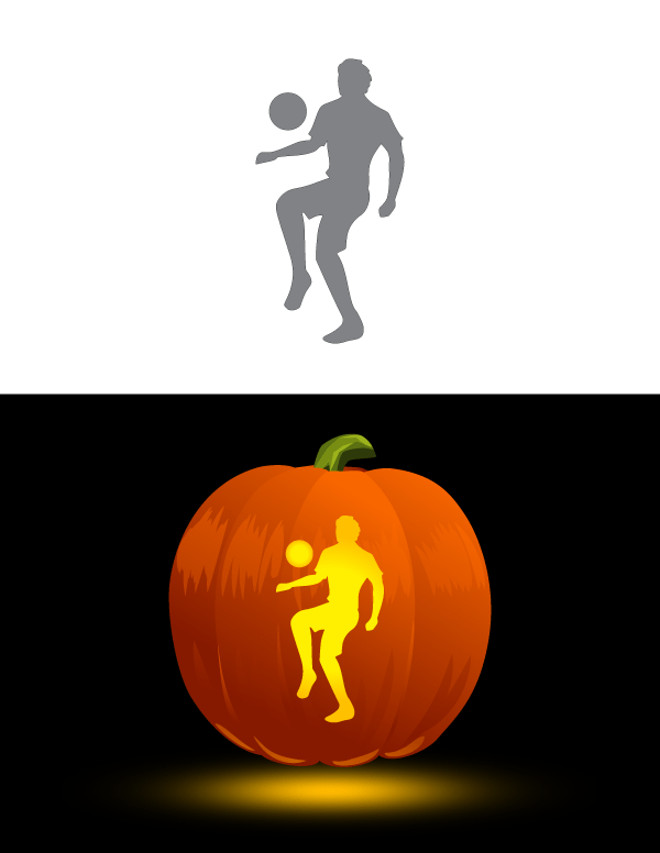 Soccer Player Pumpkin Stencil