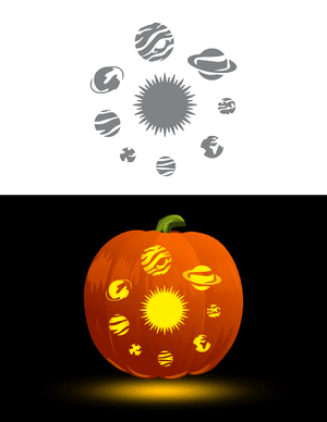 Solar System Pumpkin Stencil