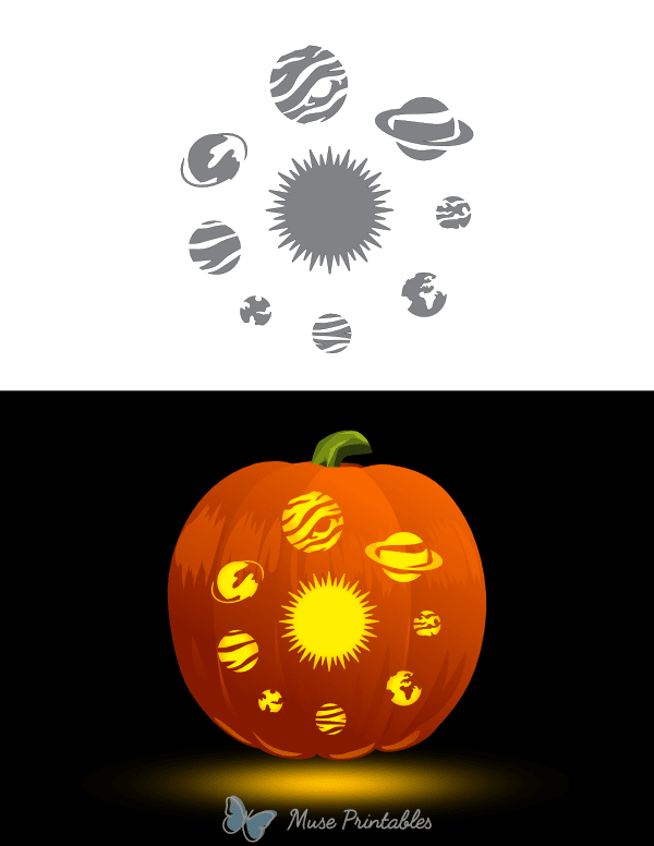 Solar System Pumpkin Stencil