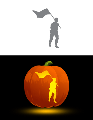 Soldier and Flag Pumpkin Stencil