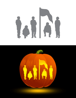 Soldiers and Flag Pumpkin Stencil