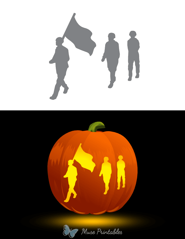 Soldiers With Flag Pumpkin Stencil