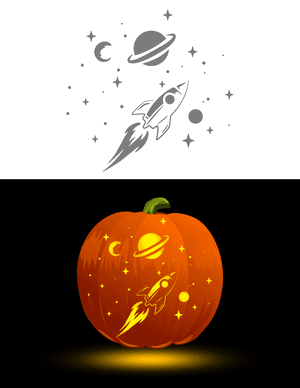 Space Scene Pumpkin Stencil