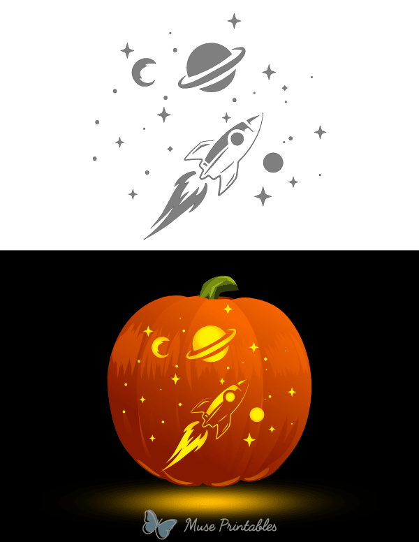 Space Scene Pumpkin Stencil