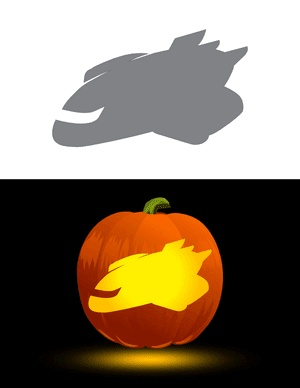 Spaceship Outline Pumpkin Stencil