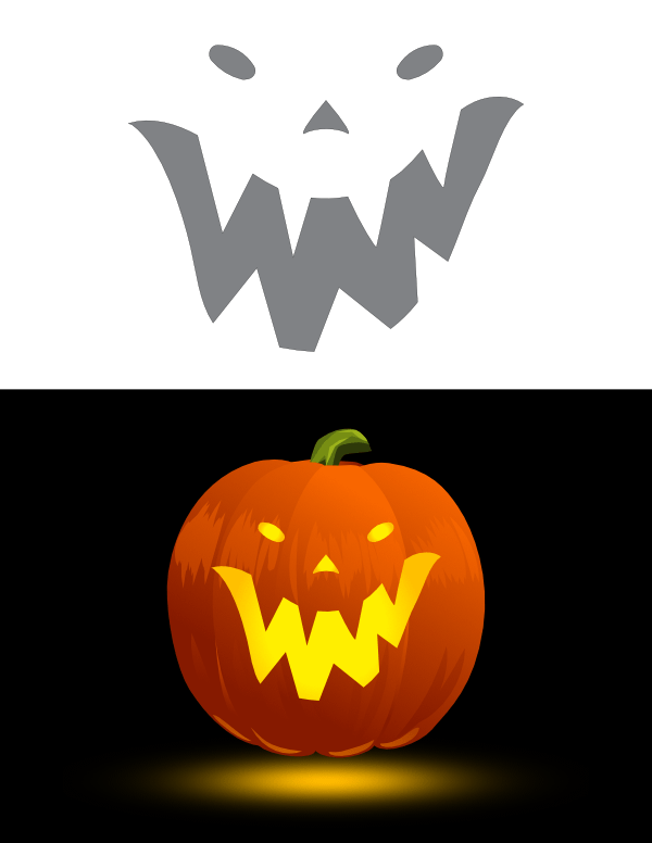 Printable Spooky Face Pumpkin Stencil