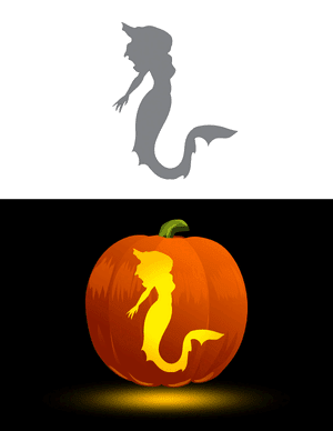 Spooky Mermaid Pumpkin Stencil