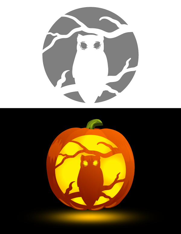 Spooky Owl Pumpkin Stencil