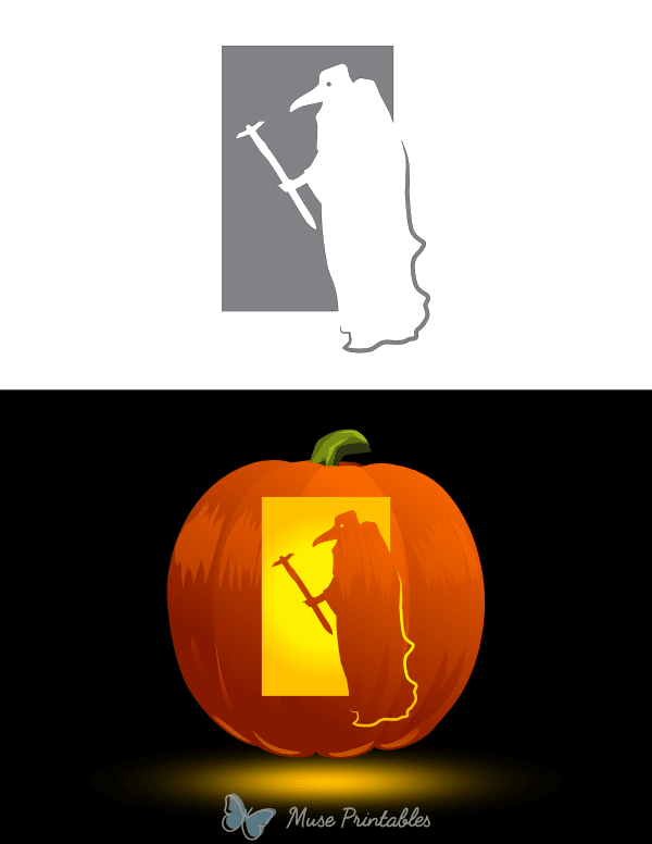 Spooky Plague Doctor Pumpkin Stencil