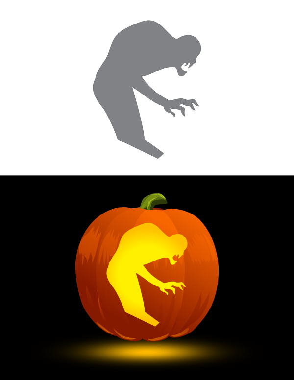 Printable Spooky Shadow Pumpkin Stencil