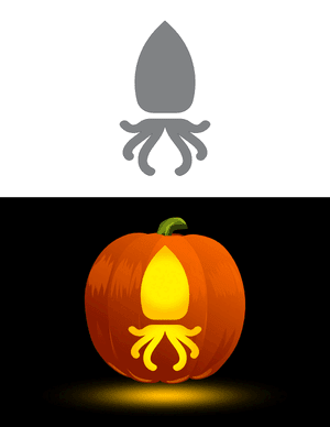 Squid Outline Pumpkin Stencil