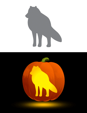 Standing Arctic Fox Pumpkin Stencil