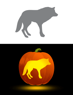 Standing Arctic Wolf Pumpkin Stencil