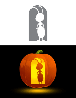 Standing Cartoon Ant Pumpkin Stencil