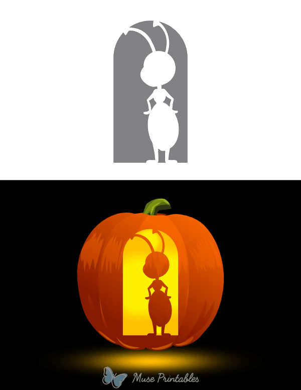 Standing Cartoon Ant Pumpkin Stencil