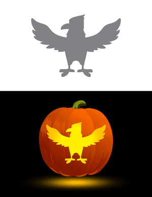 Standing Cartoon Eagle Pumpkin Stencil